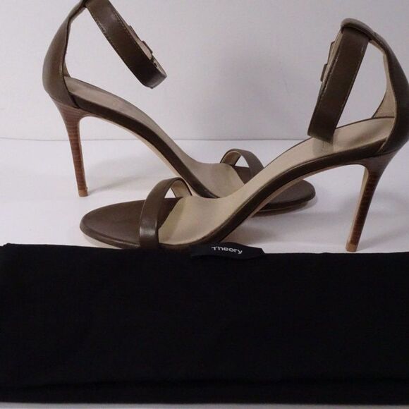 Theory Nappa High Heel Sandal Open Toe Ankle Strap Pumps 37.5 NIB 355 - Picture 3 of 13